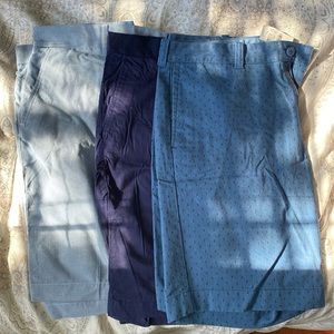 Lot of 3 Men’s Khaki Shorts, Blue Variety. H&M and J Crew. Size 34. 11” Inseam